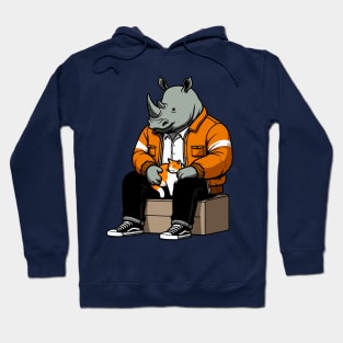 rhino petting cat Hoodie